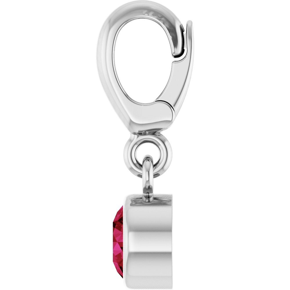 Sterling Silver Lab-Grown Ruby Charm/Pendant