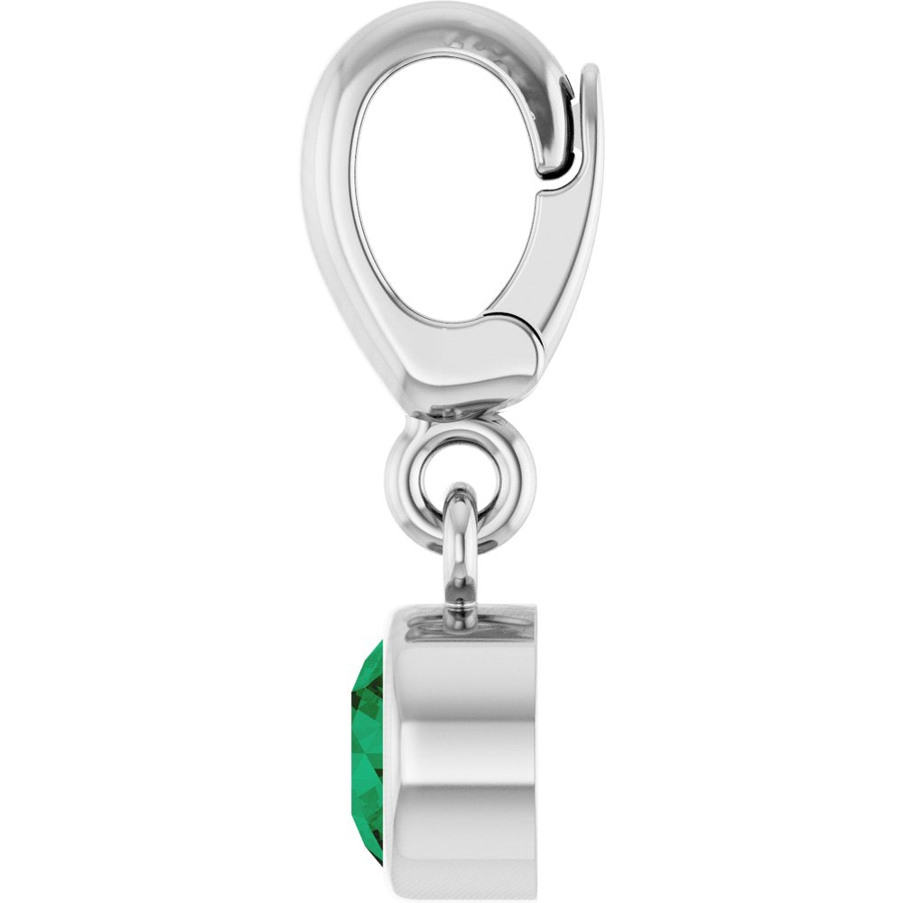 Sterling Silver Lab-Grown Emerald Charm/Pendant