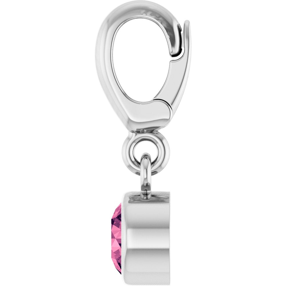 Sterling Silver Natural Pink Tourmaline Charm/Pendant