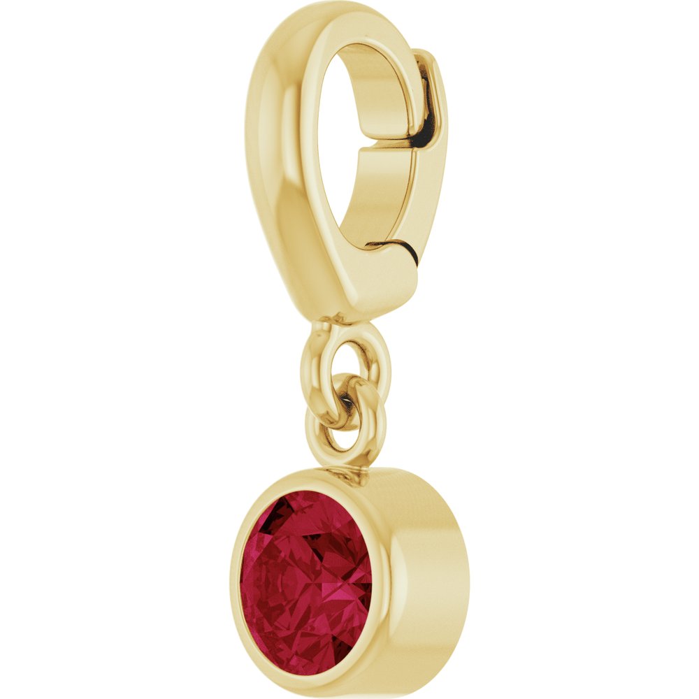 14K Yellow Gold Lab-Grown Ruby Charm/Pendant