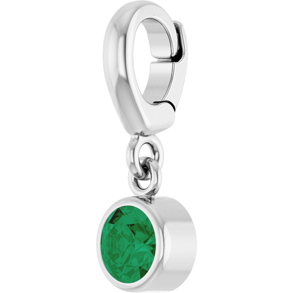 Sterling Silver Lab-Grown Emerald Charm/Pendant
