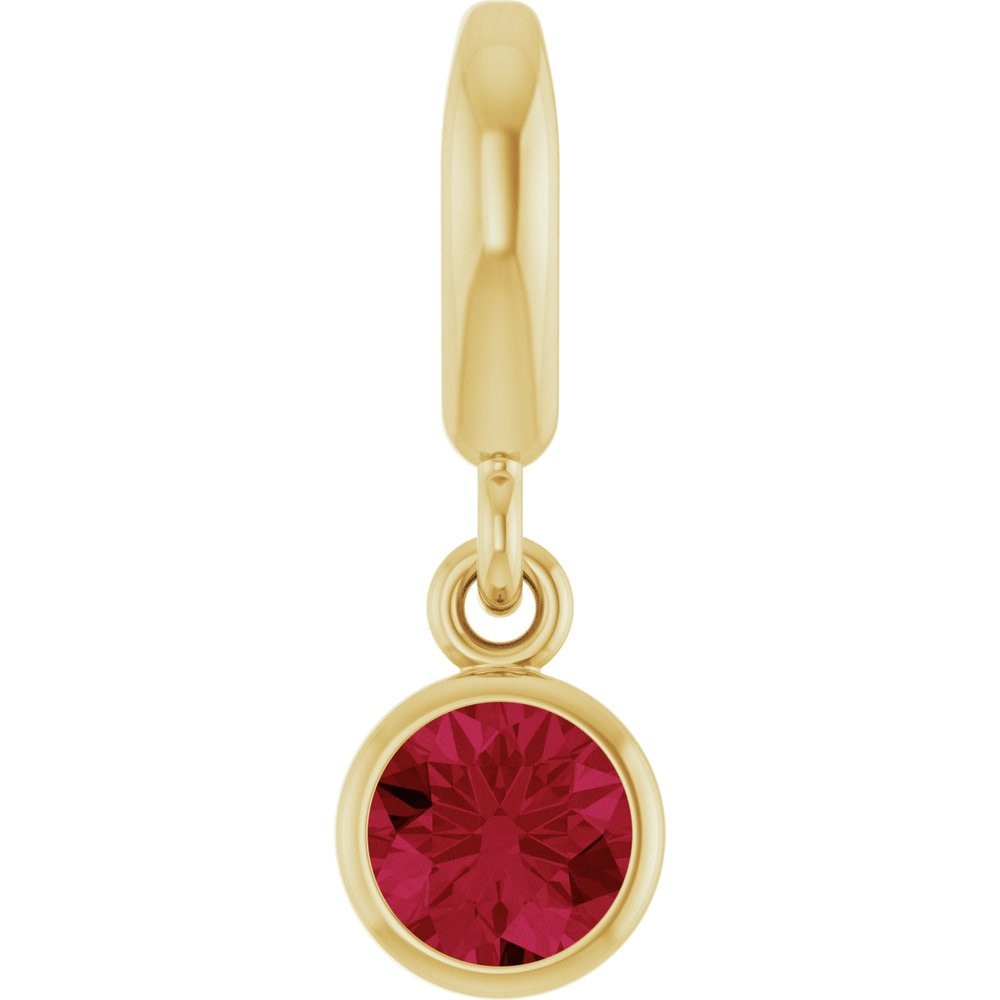 14K Yellow Gold Lab-Grown Ruby Charm/Pendant