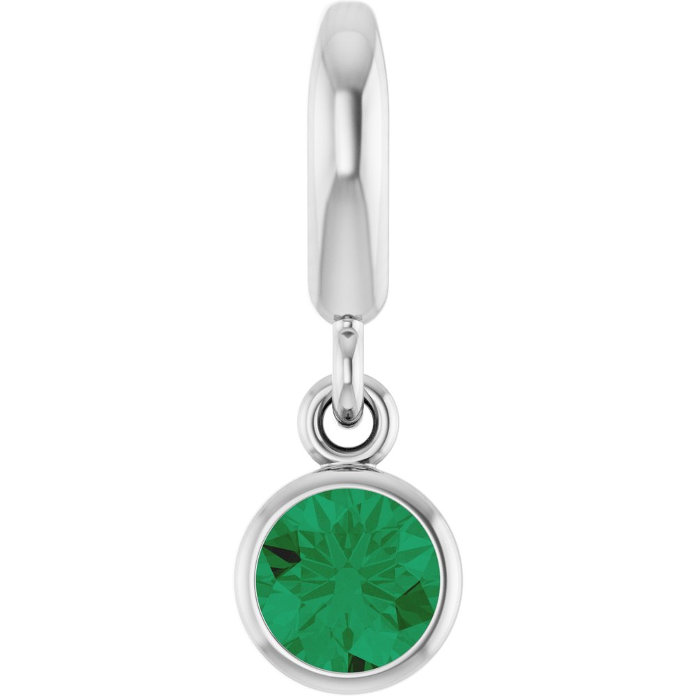 Sterling Silver Lab-Grown Emerald Charm/Pendant