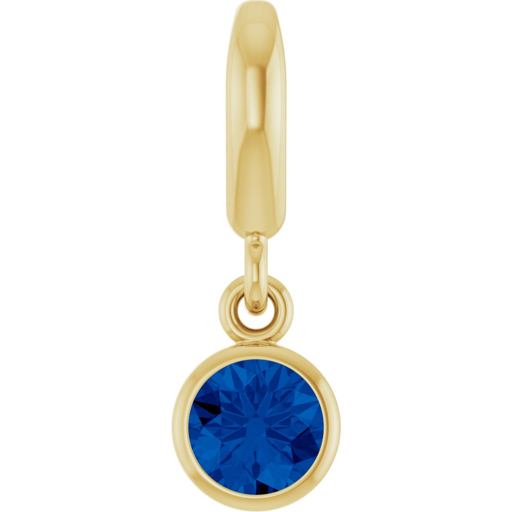 14K Yellow Gold Lab-Grown Blue Sapphire Charm/Pendant