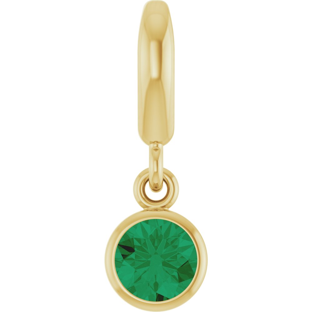 14K Yellow Gold Lab-Grown Emerald Charm/Pendant