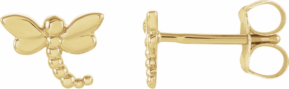 14K Yellow Dragonfly Earrings