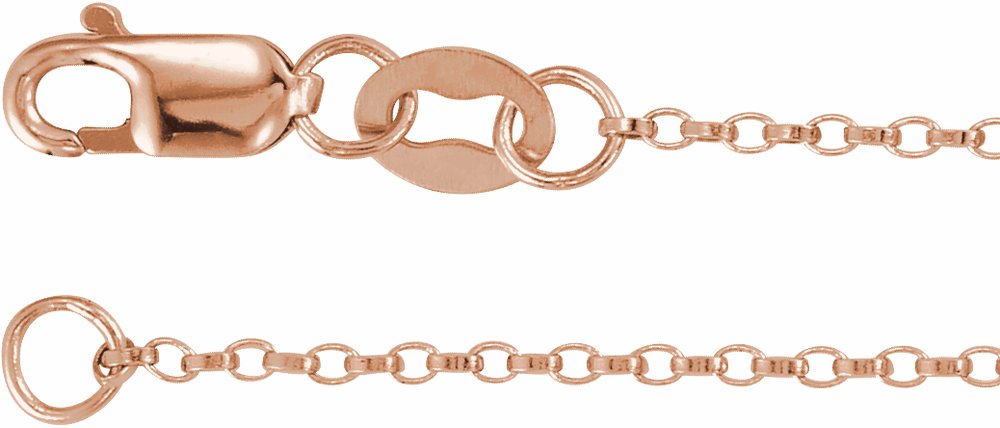 14K Rose Gold 1.1 mm Rolo 18" Chain