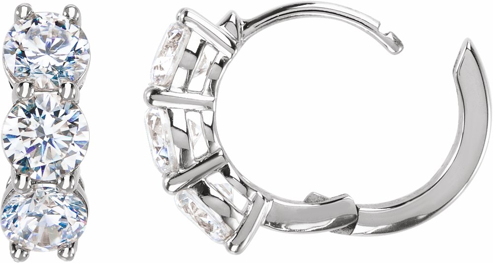 14K White Gold 2 CTW Lab-Grown Diamond 12 mm Hoop Earrings