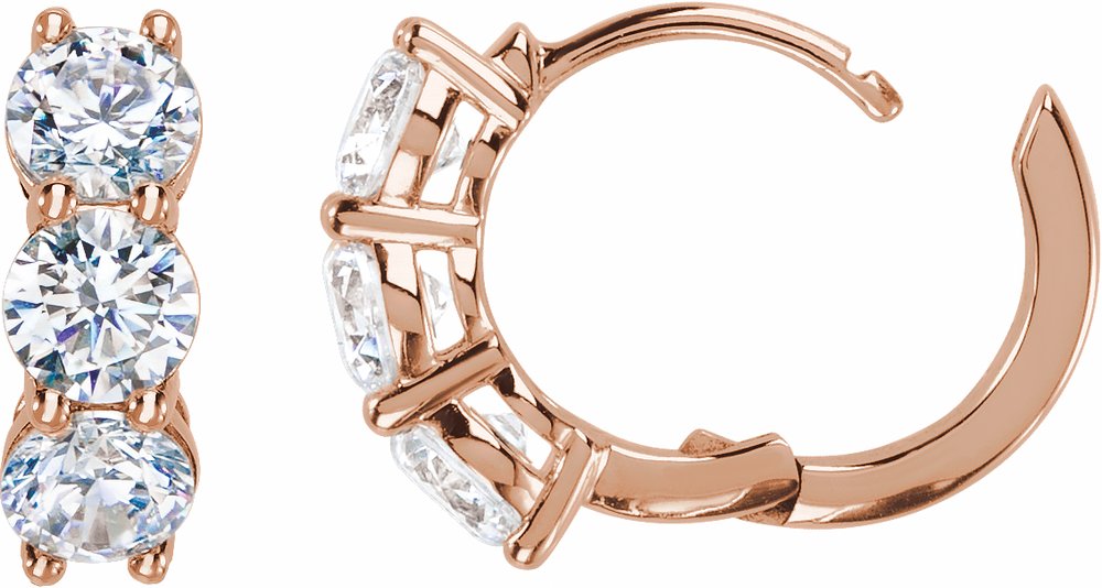 14K Rose Gold 2 CTW Lab-Grown Diamond 12 mm Hoop Earrings