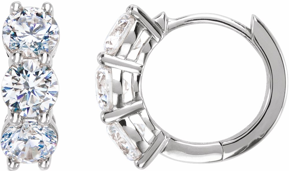 14K White Gold 2 CTW Lab-Grown Diamond 12 mm Hoop Earrings