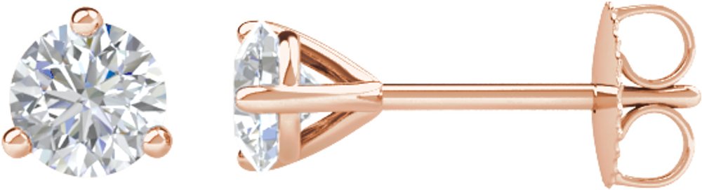 14K Rose Gold 3/4 CTW Natural Diamond Stud Earrings