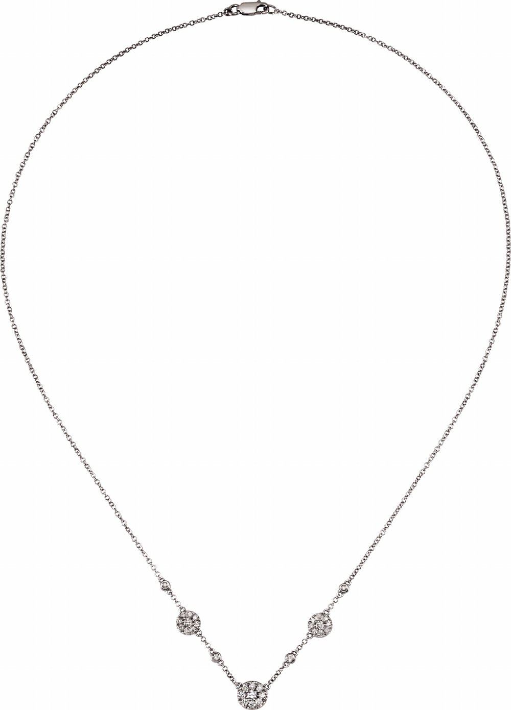 14K White Gold 1/2 CTW Natural Diamond Station 18" Necklace