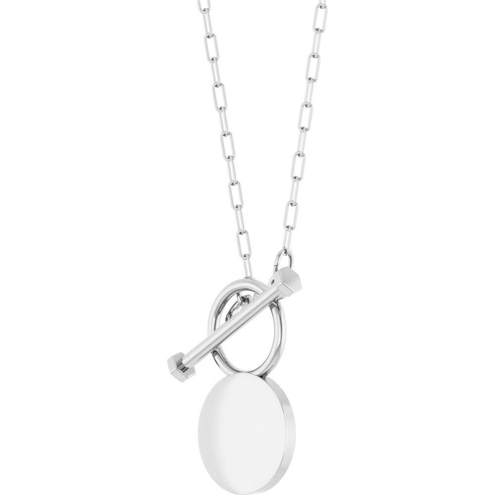 Sterling Silver Engravable Toggle 18" Necklace