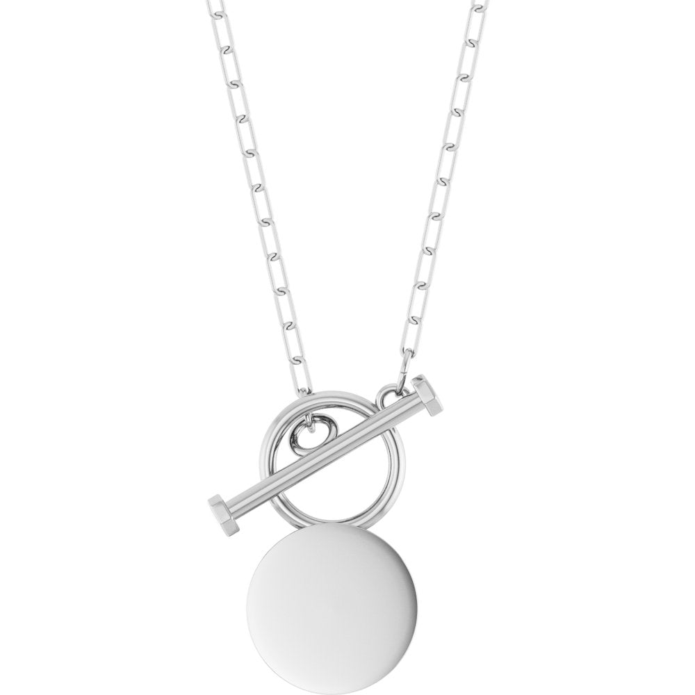 Sterling Silver Engravable Toggle 18" Necklace