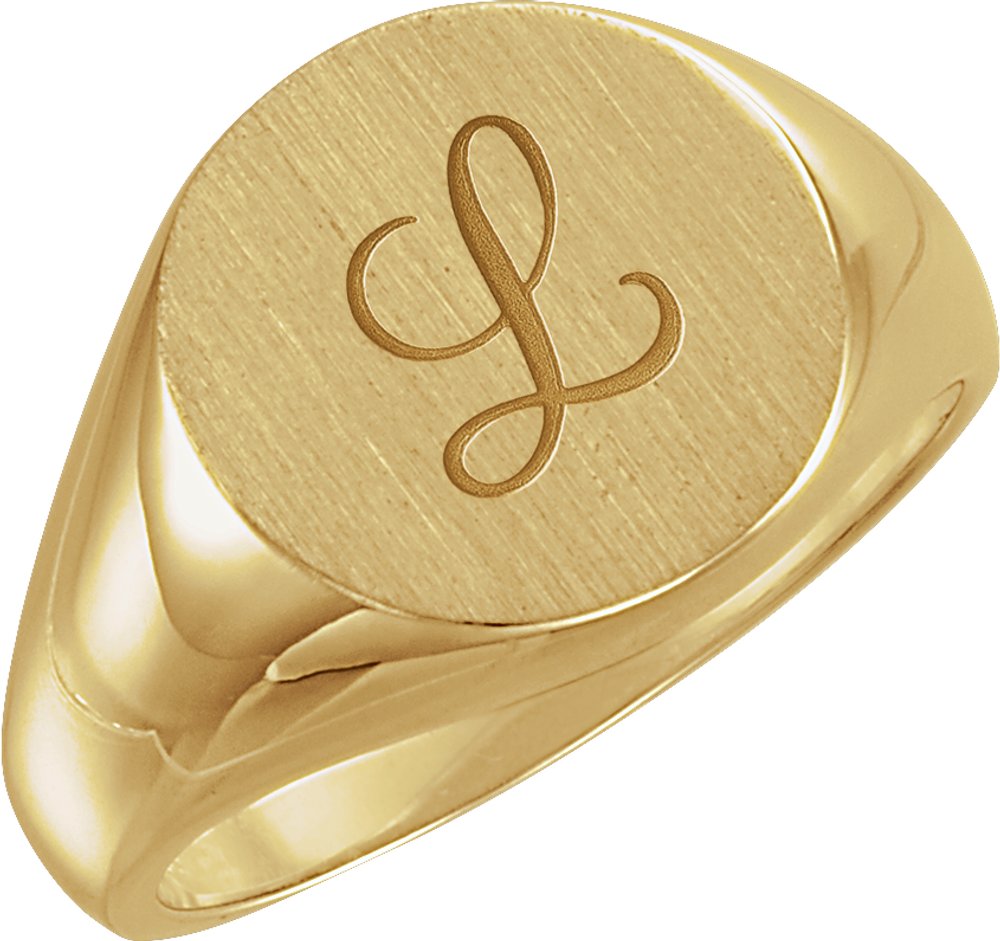 14K Yellow Gold Round Signet Ring