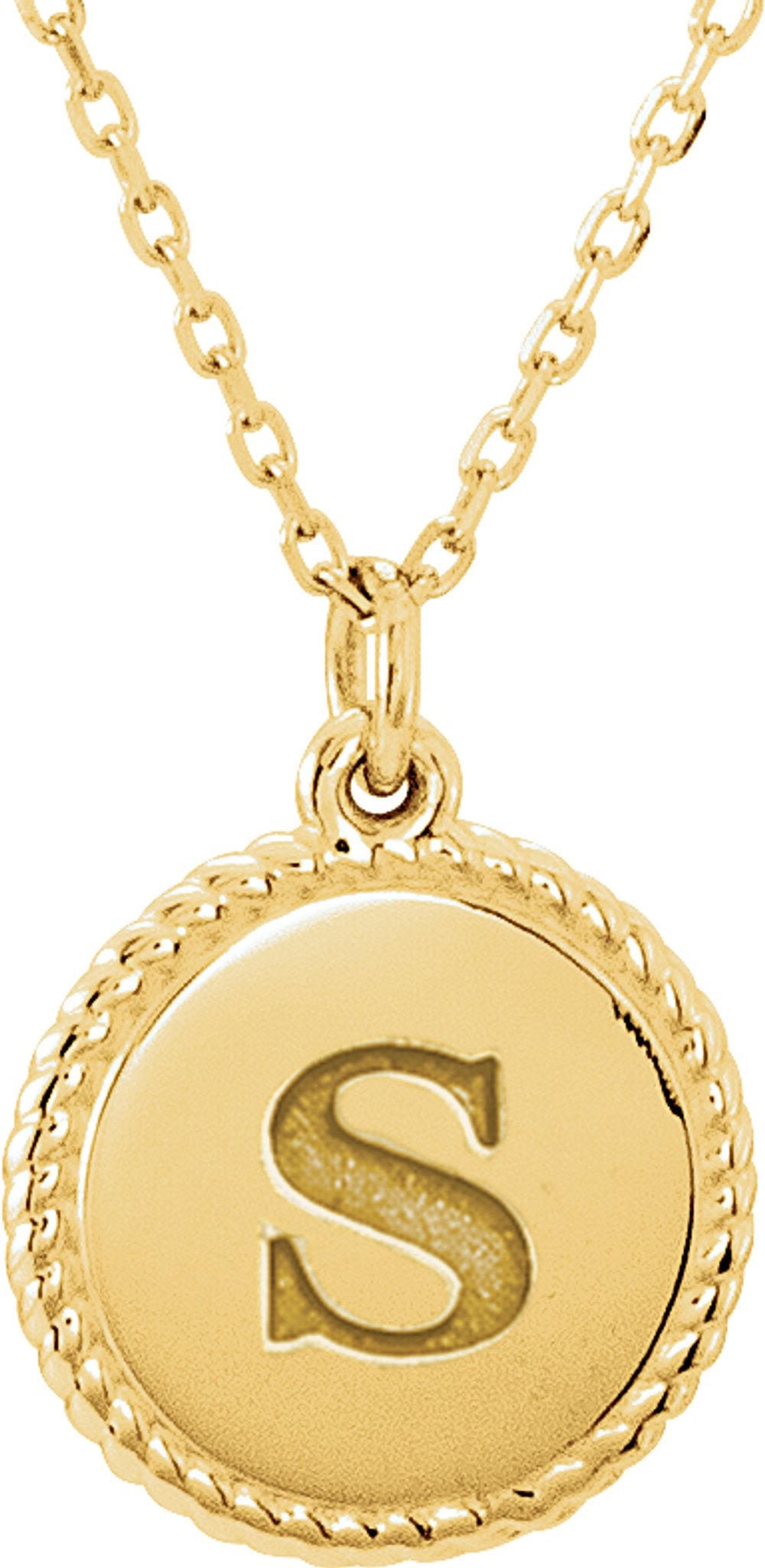 14K Yellow Gold Engravable Round 16-18" Rope Necklace