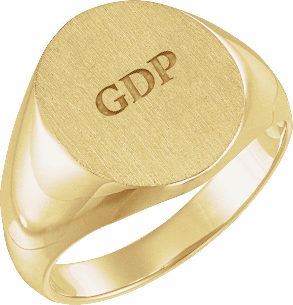 14K Yellow Gold Oval Signet Ring