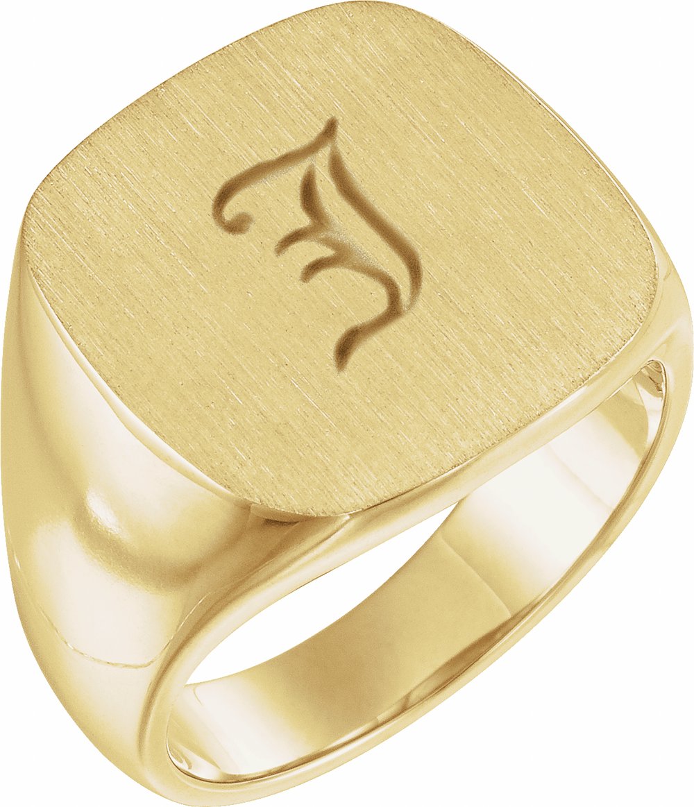 14K Yellow Gold 18 mm Signet Ring