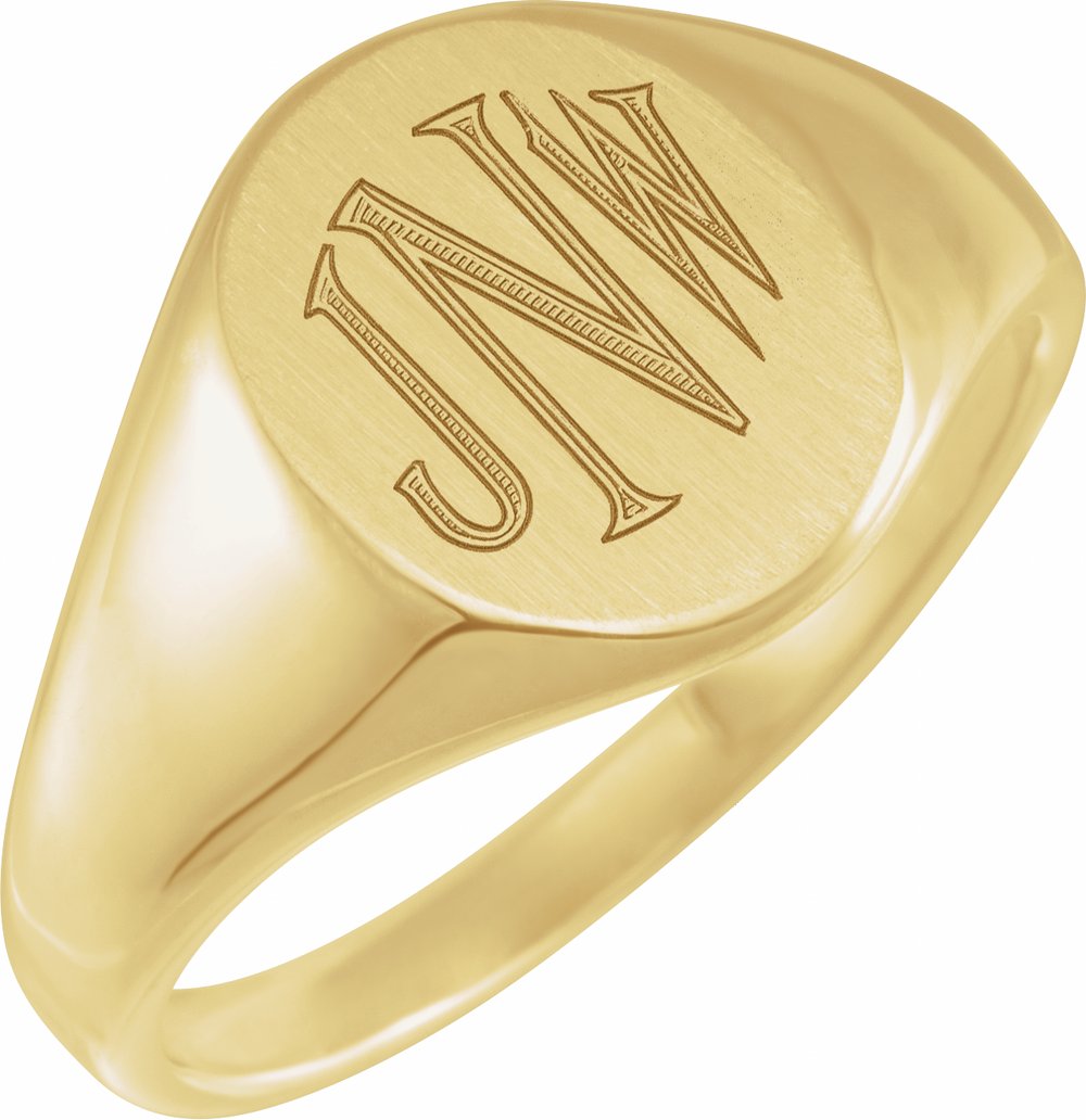 10K Yellow Gold 14.6x12.1 mm Oval Signet Ring