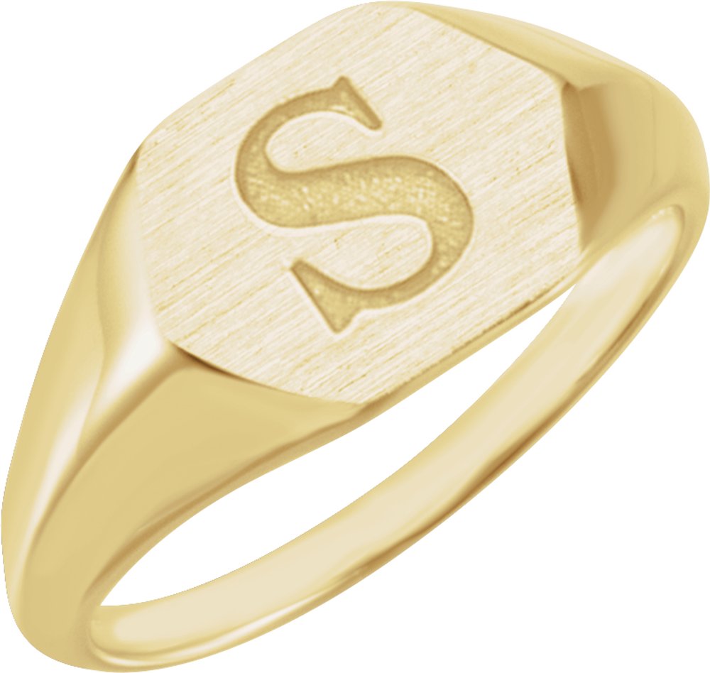 14K Yellow Gold 12x10 mm Geometric Signet Ring