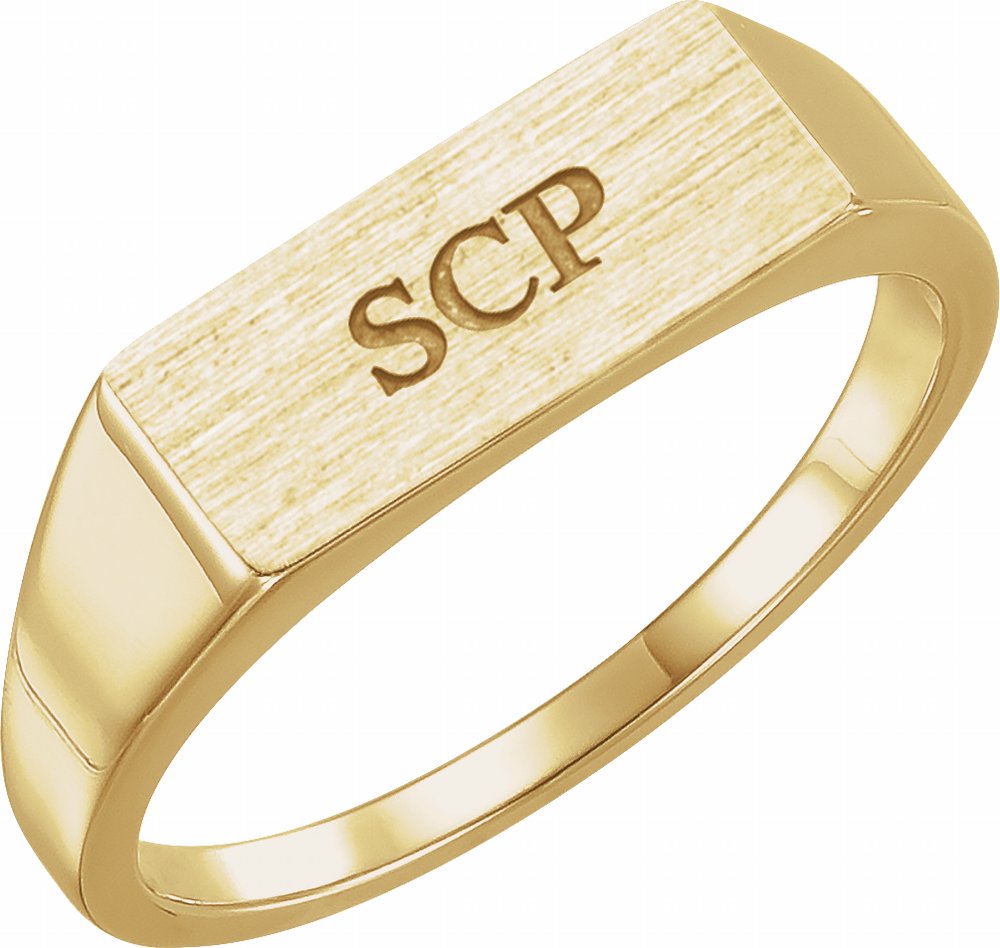 14K Yellow Gold 15x7 mm Rectangle Signet Ring