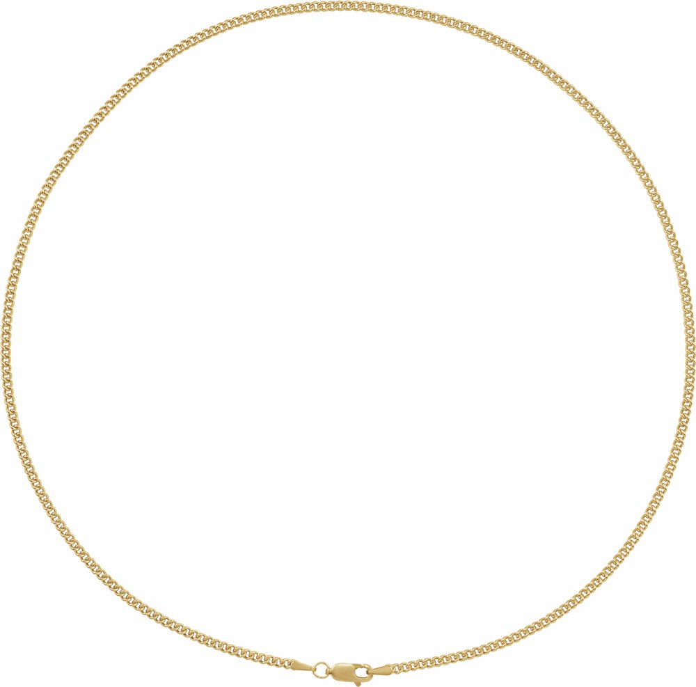 14K Yellow Gold 2.25 mm Curb 18" Chain