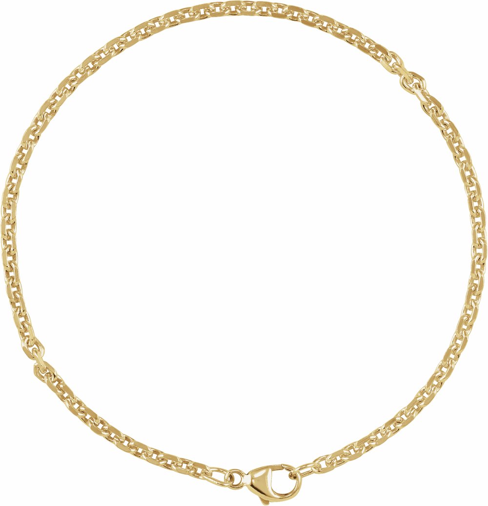 14K Yellow Gold 2.44 mm Diamond-Cut Cable 7" Chain