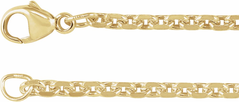 14K Yellow Gold 2.44 mm Diamond-Cut Cable 7" Chain
