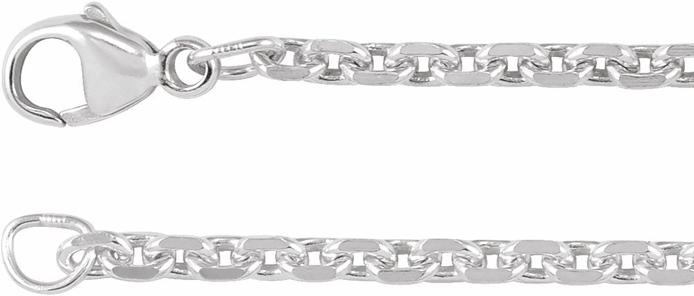 Sterling Silver 2.44 mm Diamond-Cut Cable 7" Chain