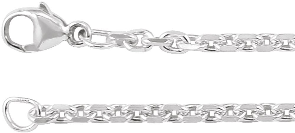 Sterling Silver 2.44 mm Diamond-Cut Cable 16" Chain