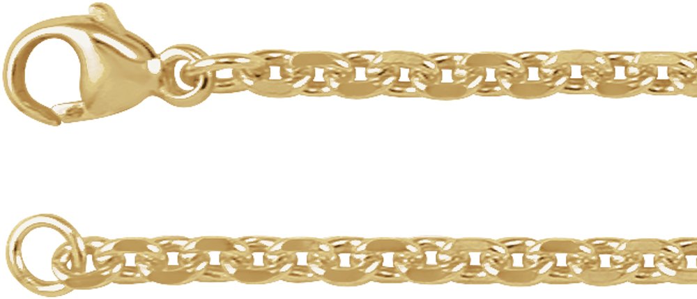 14K Yellow Gold 2.44 mm Diamond-Cut Cable 20" Chain