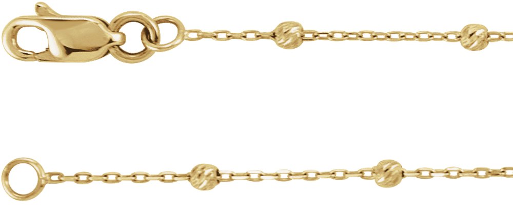 14K Yellow Gold .65 mm Beaded Cable 24" Chain