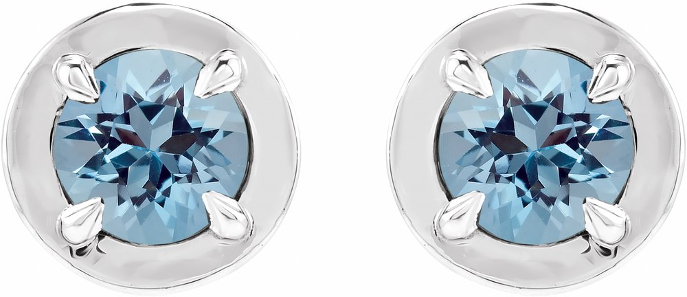 Sterling Silver Natural Aquamarine Stud Earrings