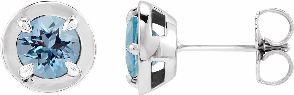Sterling Silver Natural Aquamarine Stud Earrings