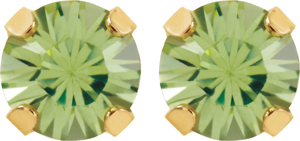 14K Yellow Gold Imitation Peridot Inverness® Piercing Stud Earrings
