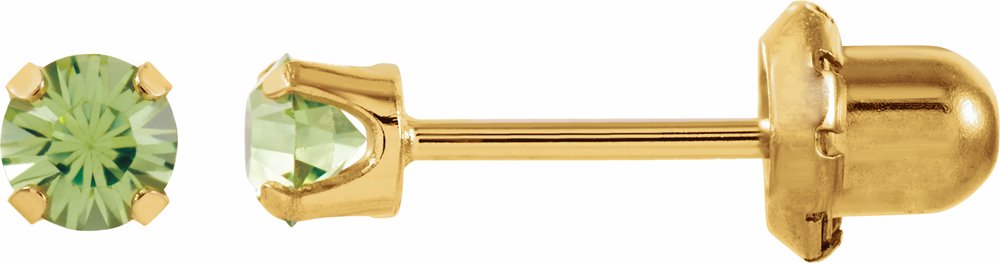 14K Yellow Gold Imitation Peridot Inverness® Piercing Stud Earrings