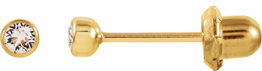 14K Yellow Imitation White Crystal Piercing Earrings