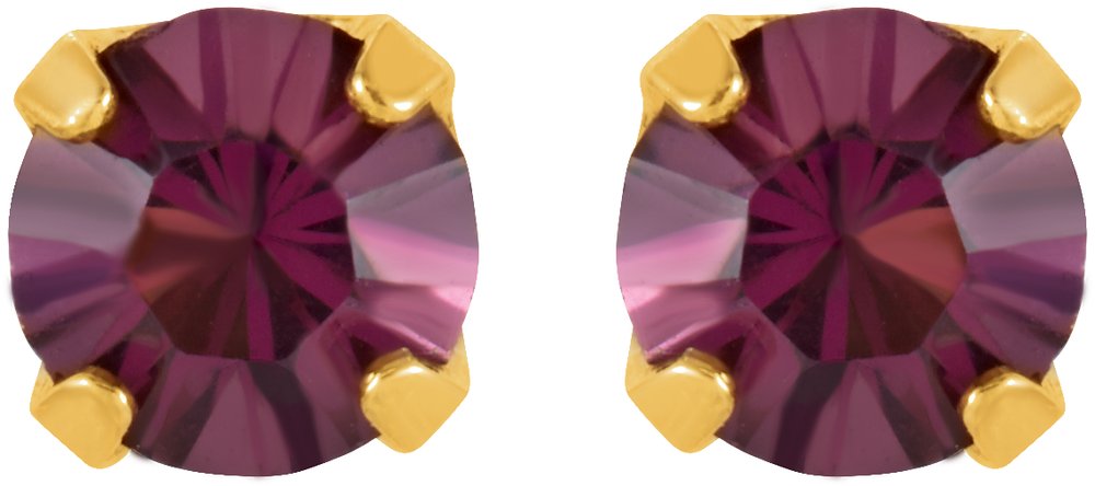 14K Yellow Gold Imitation Amethyst Inverness® Piercing Stud Earrings