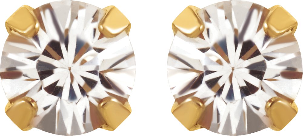 24K Gold-Plated Stainless Steel Imitation White Sapphire Inverness® Piercing Earrings
