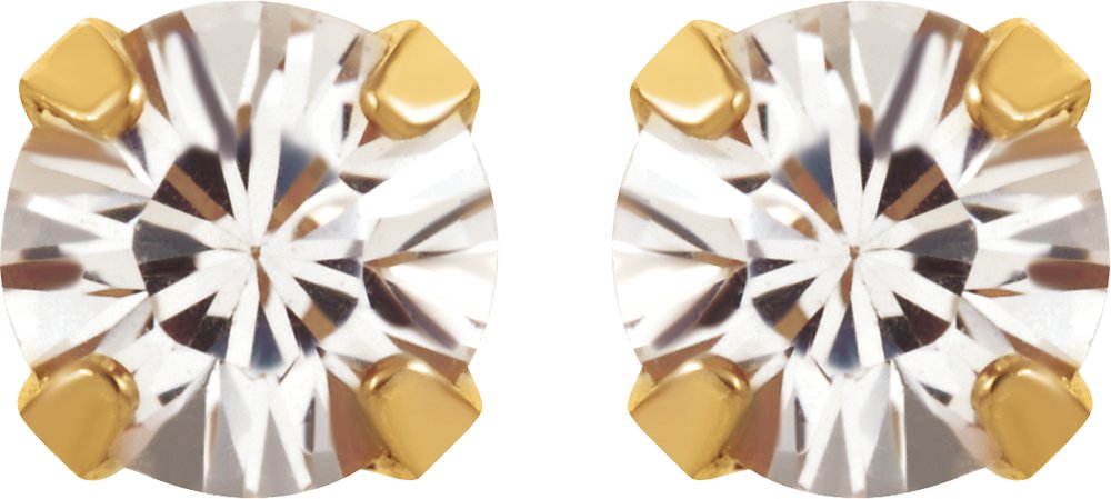 24K Gold-Plated Stainless Steel Imitation White Sapphire Inverness® Piercing Earrings