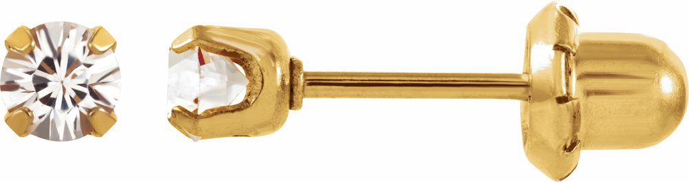 24K Gold-Plated Stainless Steel Imitation White Sapphire Inverness® Piercing Earrings