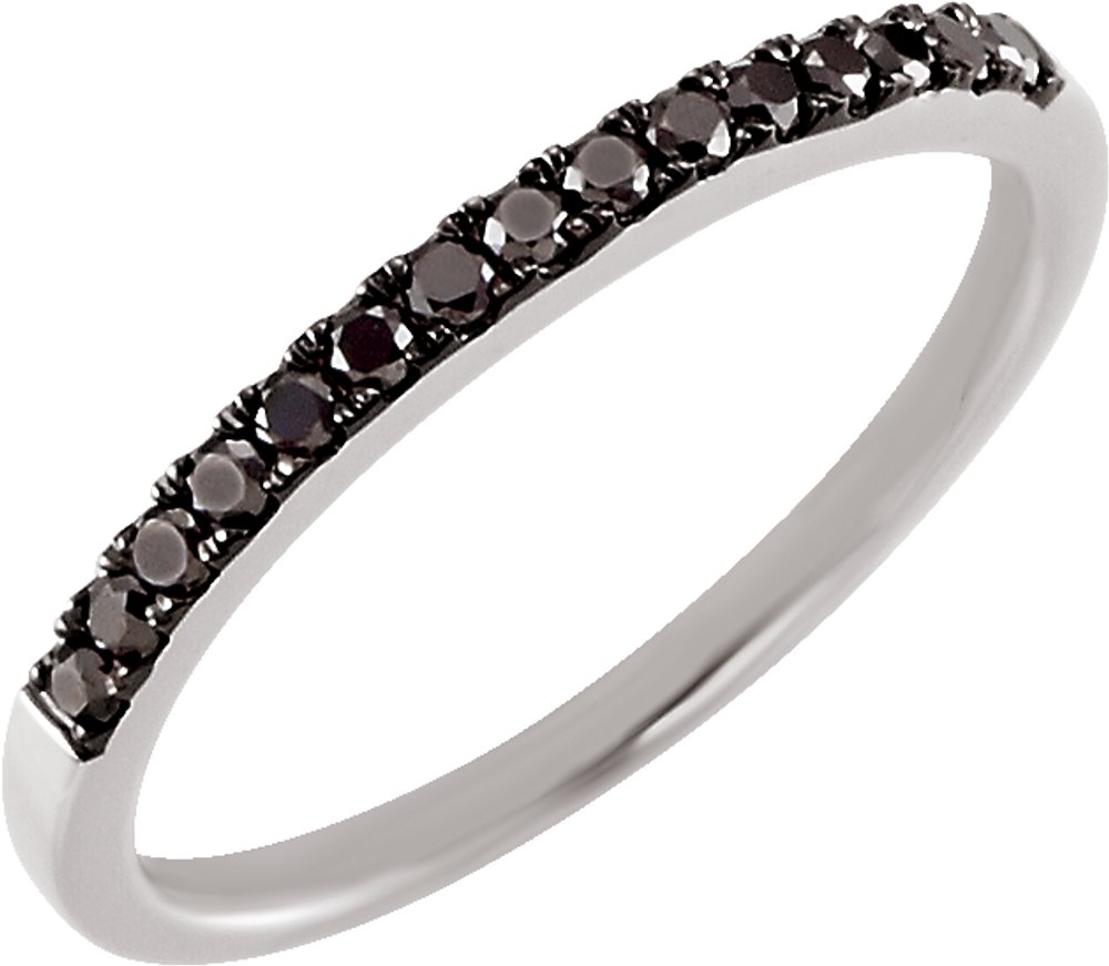 14K White Gold 1/5 CTW Black Diamond Stackable Ring