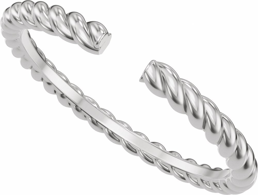 14K White Gold Rope Open Band Size 7
