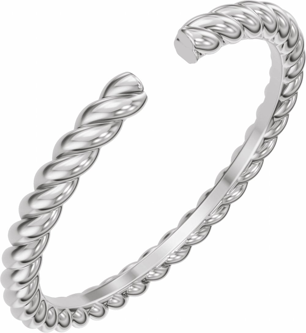 14K White Gold Rope Open Band Size 7