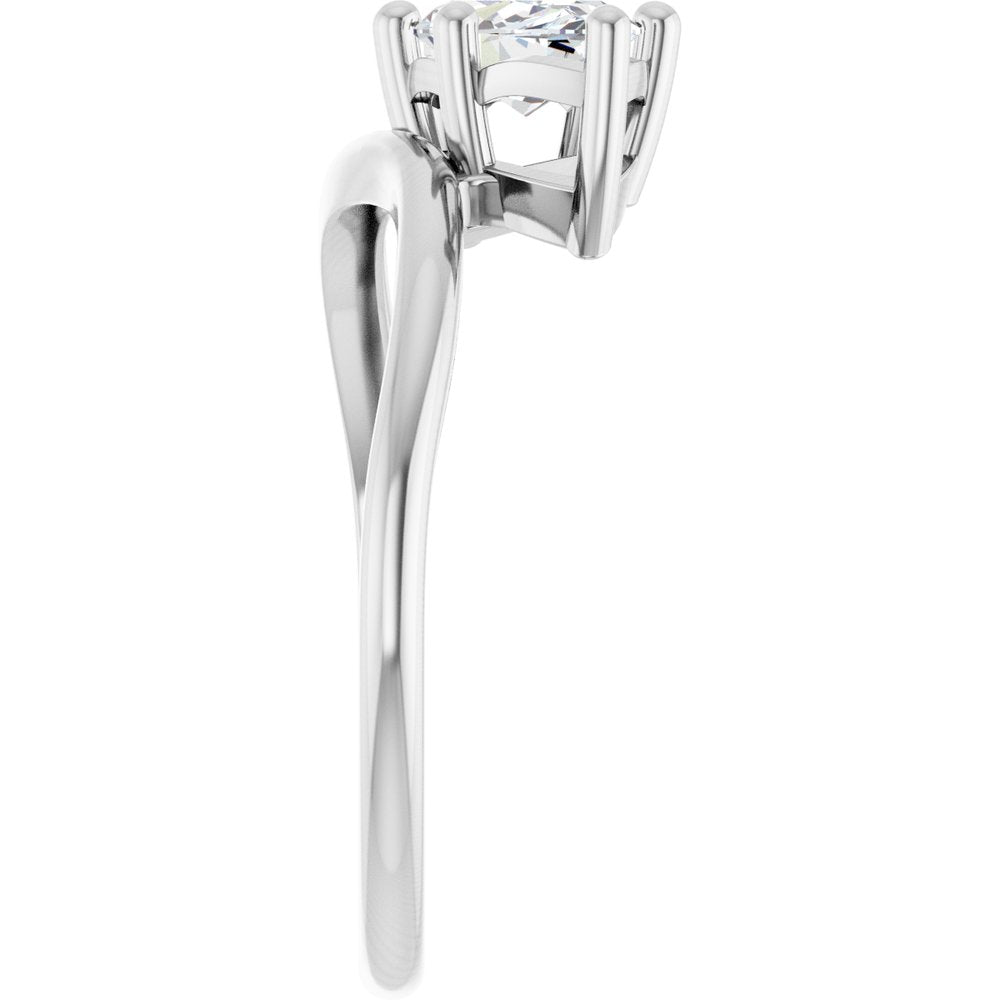 Sterling Silver 9/10 CT Lab-Grown Diamond Asymmetric Solitaire Ring