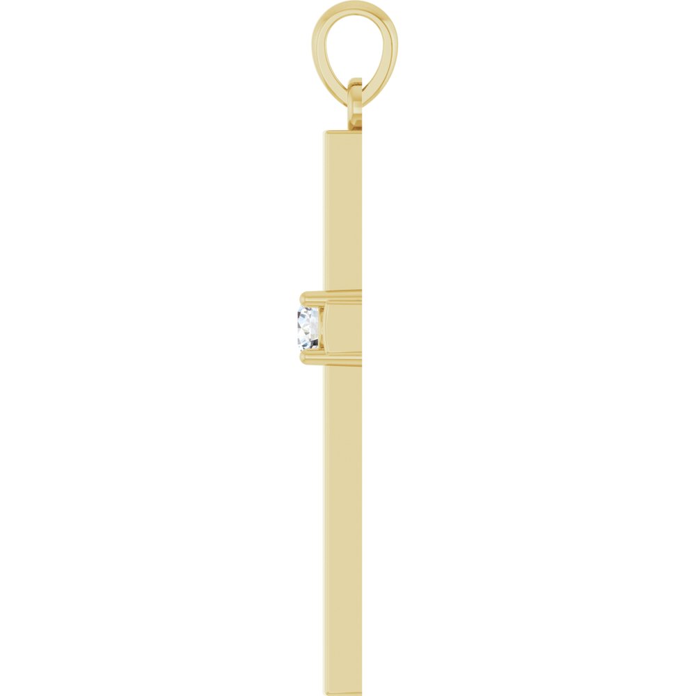 14K Yellow Gold 1/10 CT Lab-Grown Diamond Cross Pendant