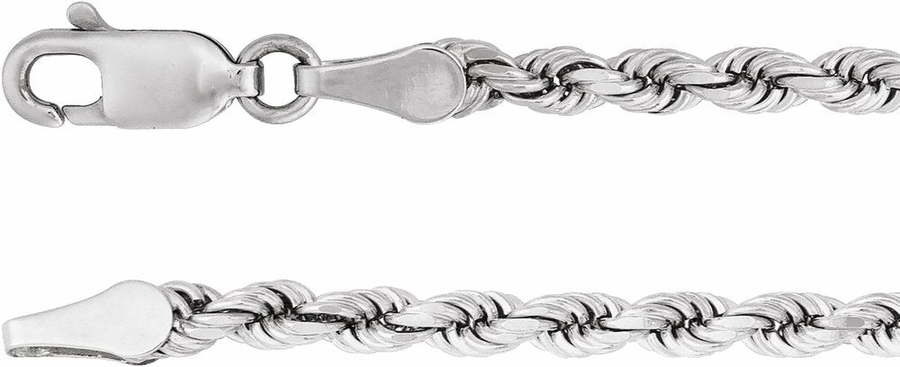 14K White Gold 2.8 mm Diamond-Cut Rope 7" Chain