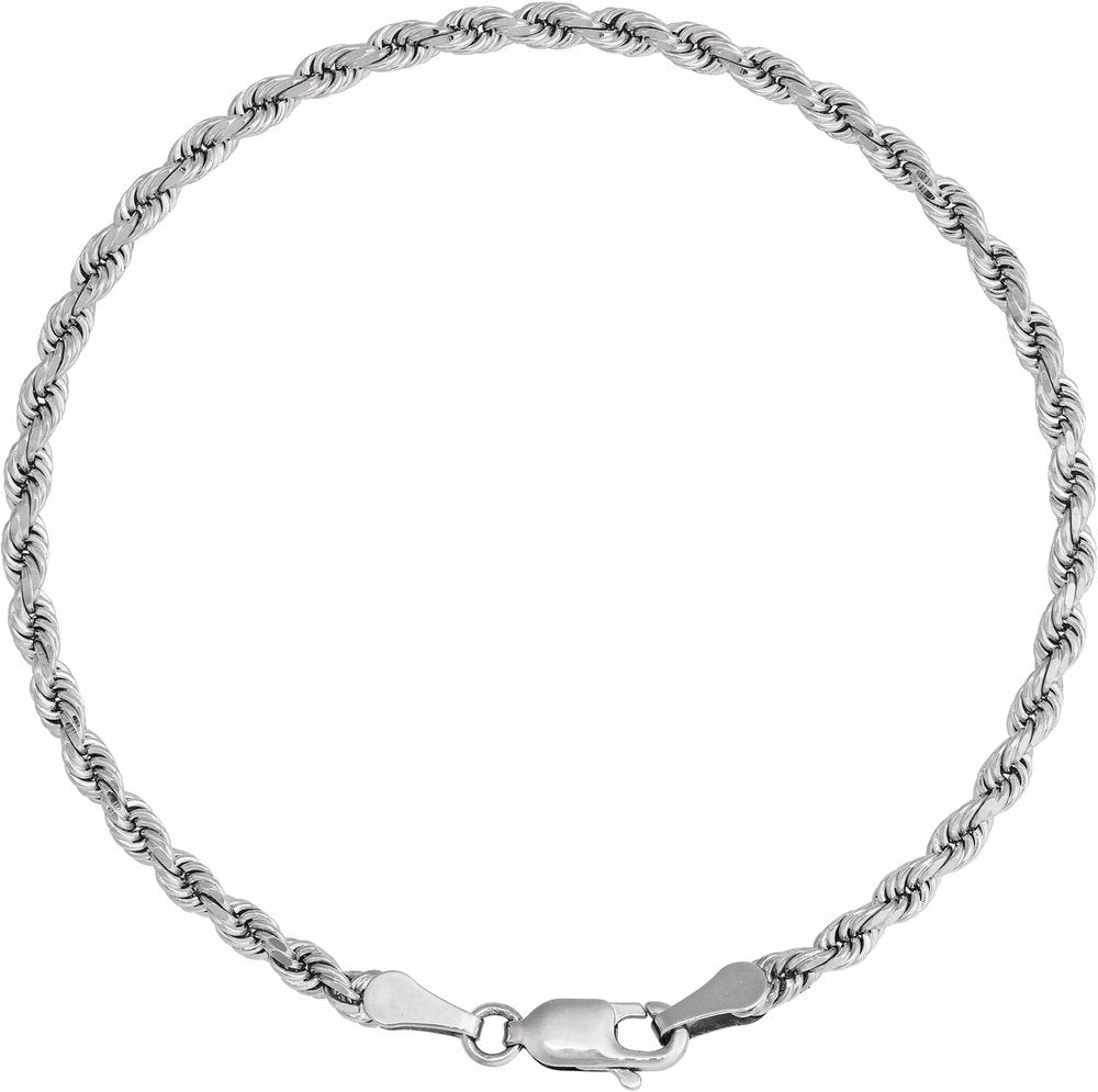 14K White Gold 2.8 mm Diamond-Cut Rope 7" Chain