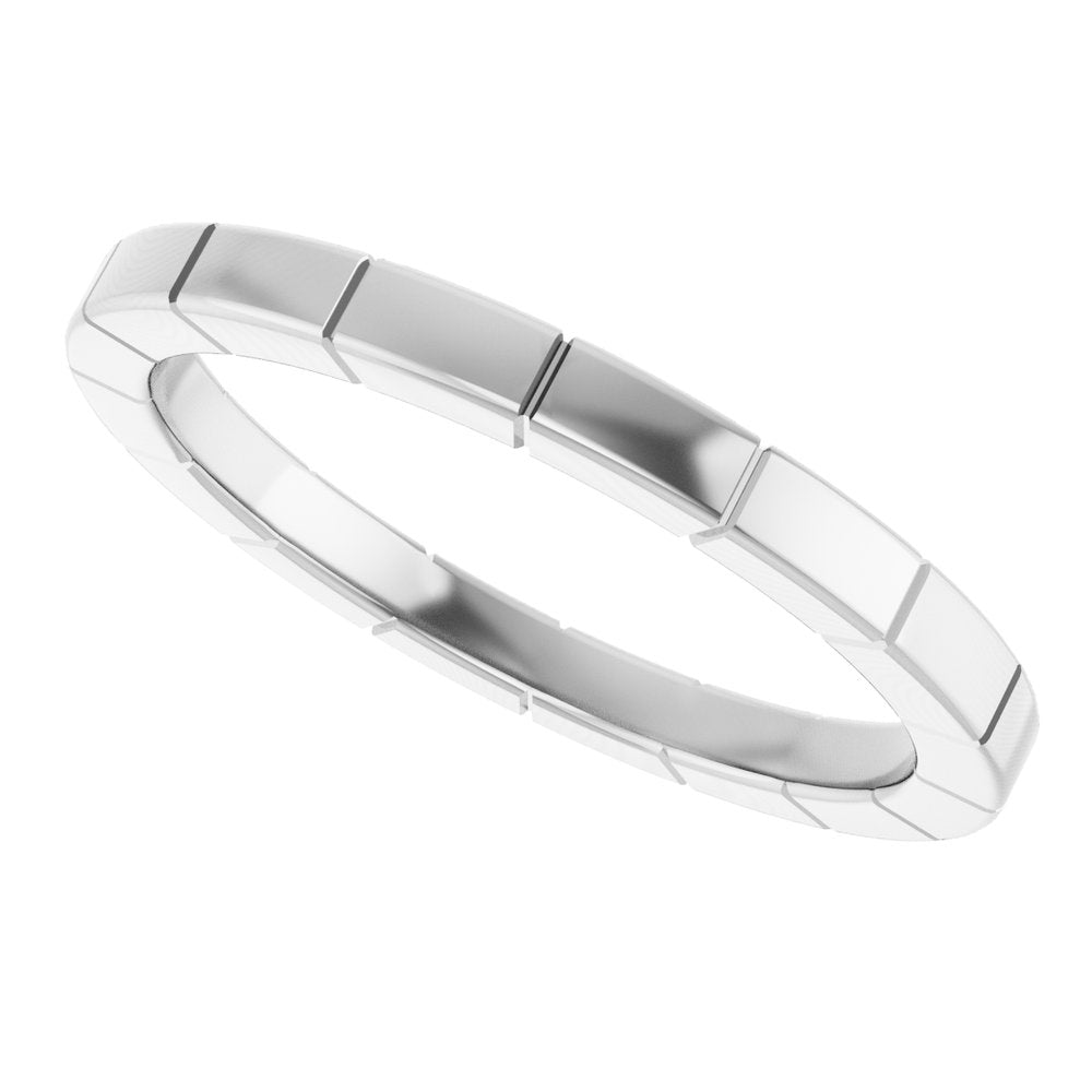 14K White Gold 2 mm Fluted Band Size 7