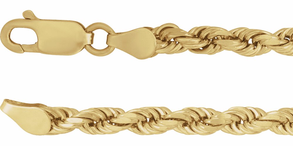 14K Yellow Gold 1.5 mm Rope 7" Chain